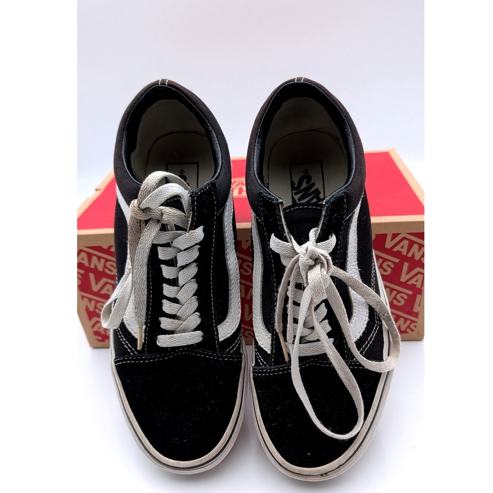 Vans Old Skool Black White Suede Canvas Low Top Skate Sneakers Womens